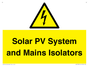 Solar PV System and Mains Isolators